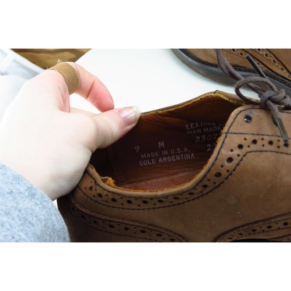 Bostonian Elements Shoes Sz 9 M Brown Wingtip Oxford Leather Men - Picture 7 of 9